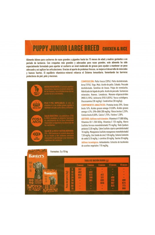 PIENSO BANTERS PUPPY LARGE PARA CACHORROS DE RAZA GRANDE