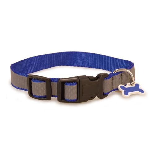 COLLAR AZUL REFLECTANTE CON HUESO
