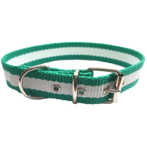 COLLAR NYLON VERDE Y BLANCO