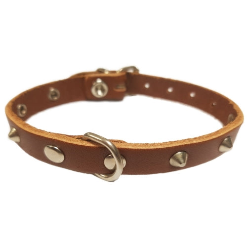 COLLAR CUERO MARRÓN  CON  PINCHOS