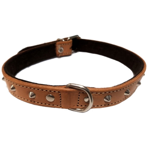 COLLAR CUERO BEIGE CON  PINCHOS