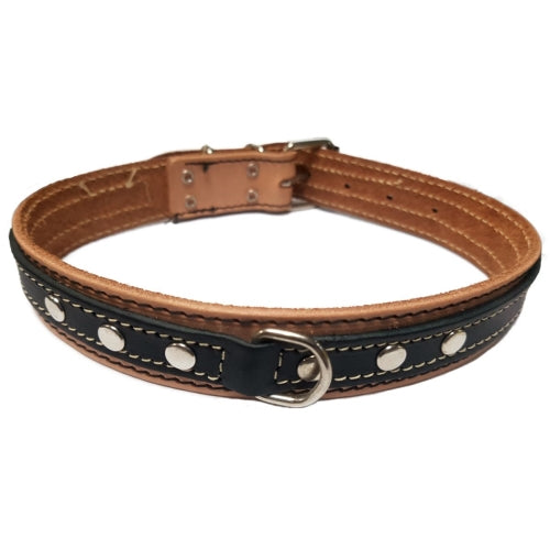 COLLAR CUERO DOBLE NEGRO