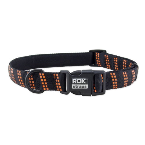COLLAR ROSCKSTRAPS ACOLCHADO NEGRO Y NARANJA