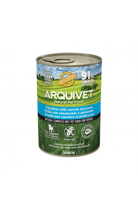 LATA Arquivet JUNIOR pollo, zanahorias, guisantes y aceite de salmón 400gr