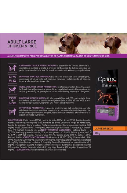 OPTIMA NOVA ADULT LARGE POLLO ARROZ 12KG