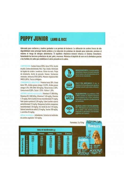 PIENSO BANTERS PUPPY CORDERO PARA CACHORROS
