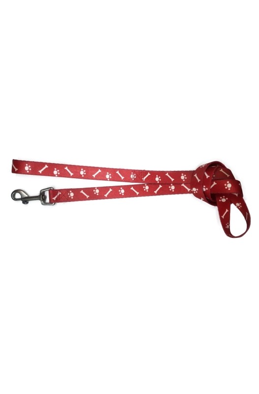 CORREA DE NYLON ROJA HUESOS Y HUELLAS